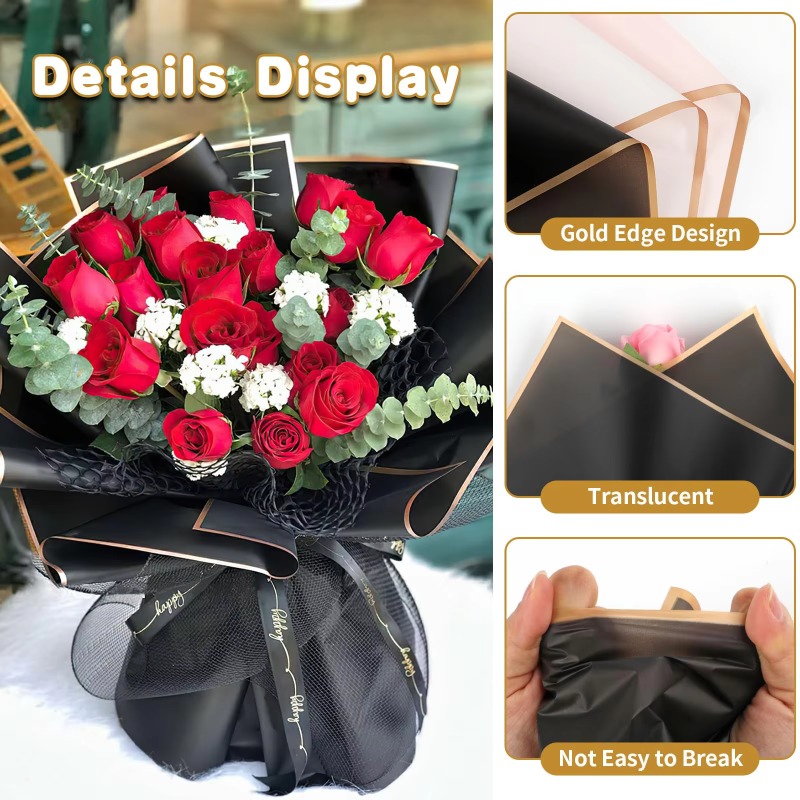 กระดาษห่อดอกไม้สีดำ 20 แผ่น ขอ - Florist Flower Supply บทวิจารณ์และราคา
